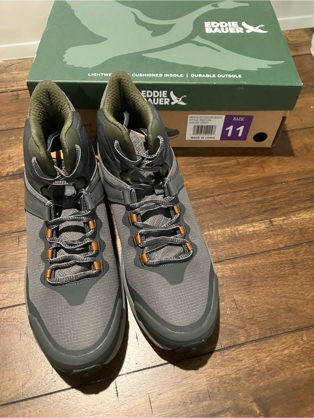 Eddie Bauer Gray and Olive Men's High-Top Hiking Boots Sz 11 - Picture 4 of 4